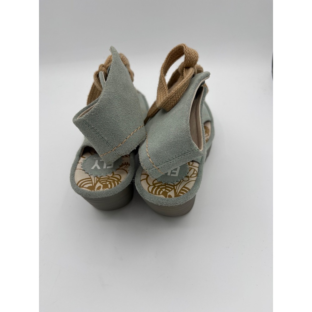 Fly London Yuna Sage Green Suede Lace Up Wedge Sandals Women 37 P500702003 - Picture 6 of 7